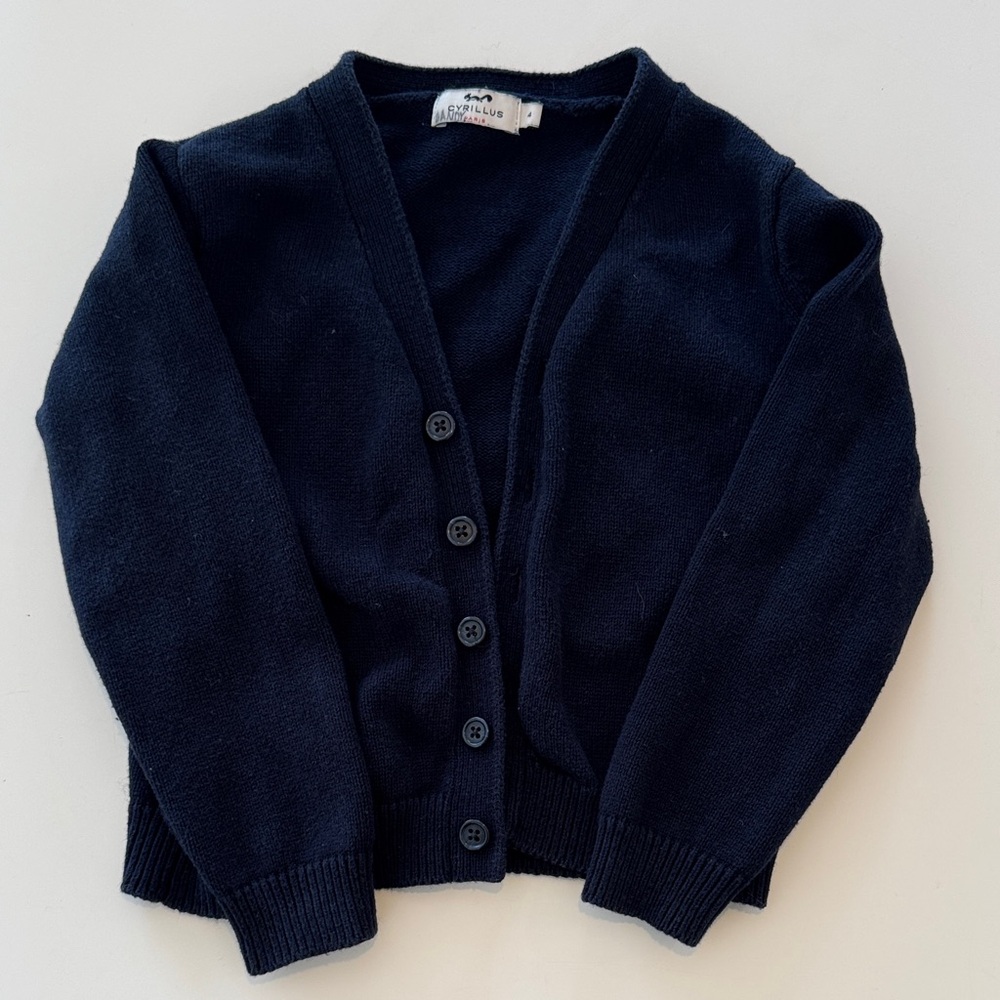 Cyrillus Paris Boys Navy Button-Up Cardigan Size 4